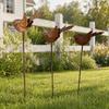 Skurrile Gartenakzente 3 Stück Rostiges Metall Vogel Erdspieß, Niedliche Vogelskulptur, Tiere Dekorative Kunst für Gartenpfahl Außen Dekoration, Geschenke Freunde