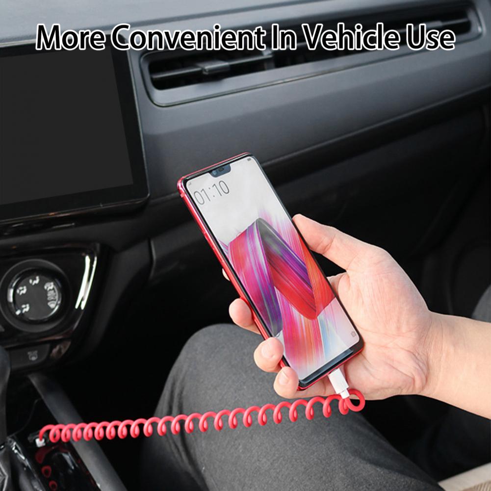 Convenient Charging Wire Anti-winding Data Cable Stretchy Data Transfer 3 In 1 Mobile Phone Charging USB Spring Wire