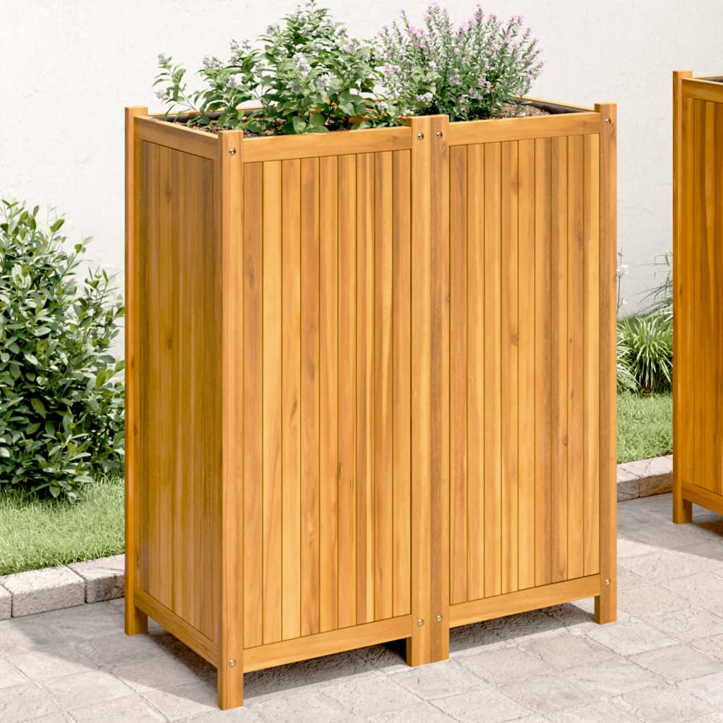 Plant Box with Liner 84 x 42 x 100 cm Solid Acacia Wood