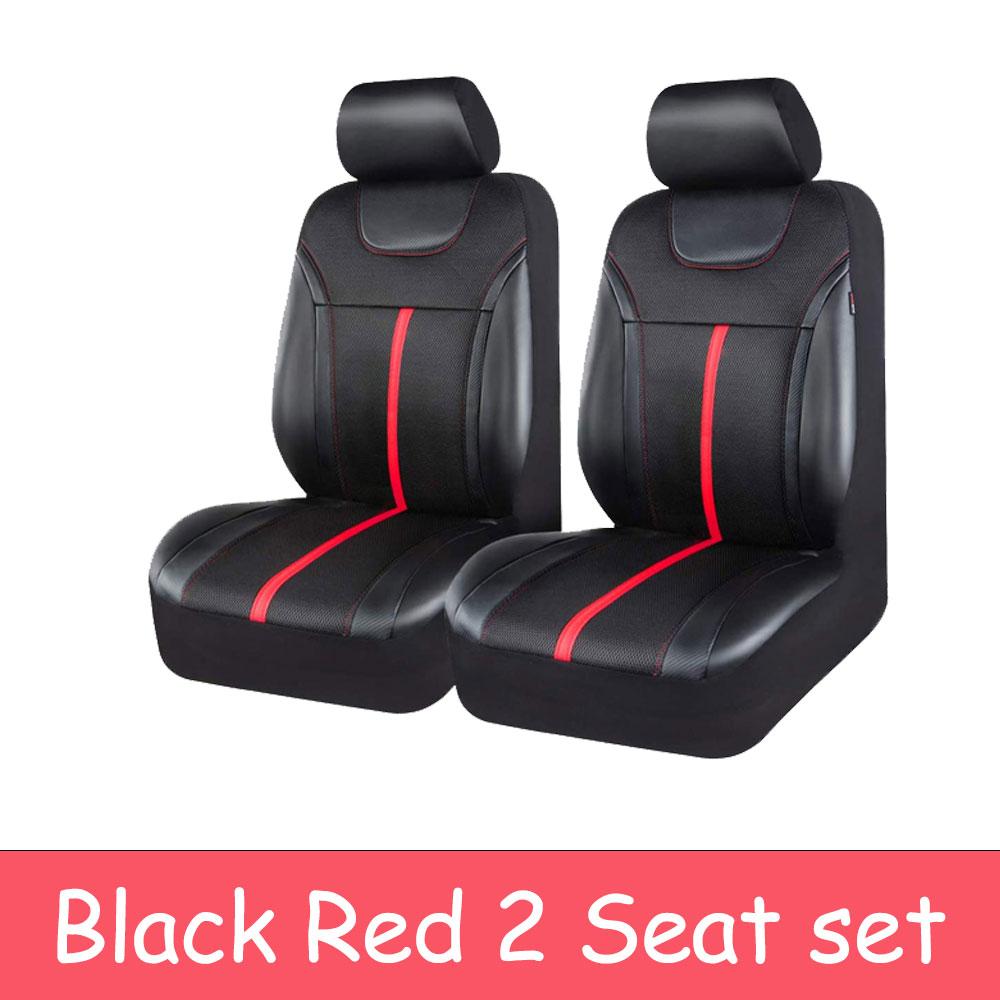 

Universal PU Leather Car Seat Covers With Breathable Airmesh Car Seat Covers Fit Most Car Suv Truck Van Car Accessories Interior Red 2 Seat