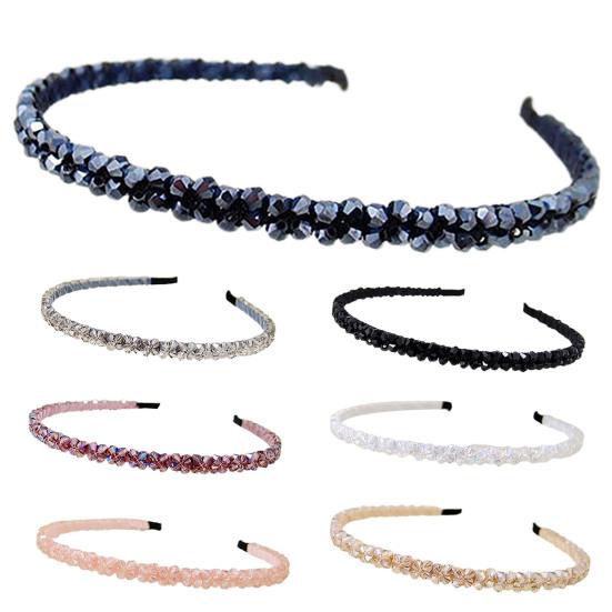 Rhinestone Headband Handmade Rustproof Metal Rhinestone Women Beaded Hair Hoop for Ceremonies