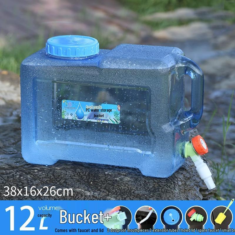 Portable Self-Driving Water Storage Bucket with Faucet - Food-Grade PC Plastic for Outdoor and Car Use