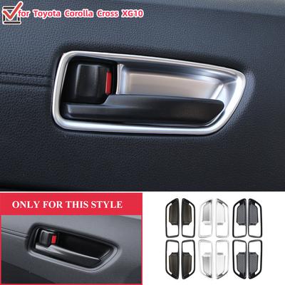 For Toyota Corolla Cross (XG10) 2020 2026 Carbon Fiber Style Inner Door Handle Cover Catch Bowl Trim Insert Bezel Frame Garnish