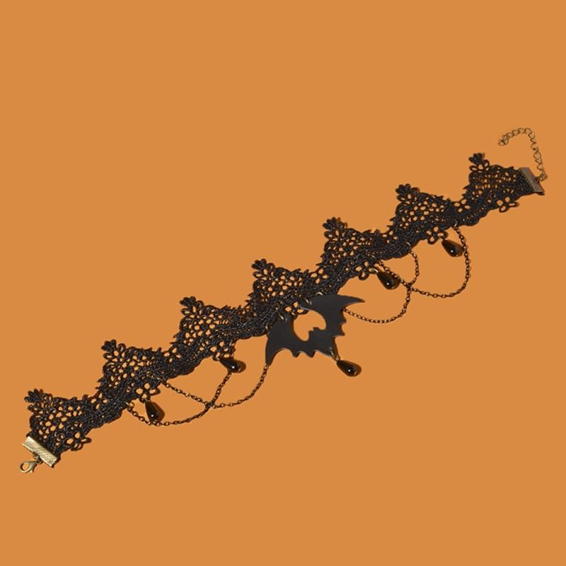 Gothic Lace Choker Bat Flower Specter Necklace Creativity Gorgeous Punk Jewelry Fashion Party Women Halloween Gift