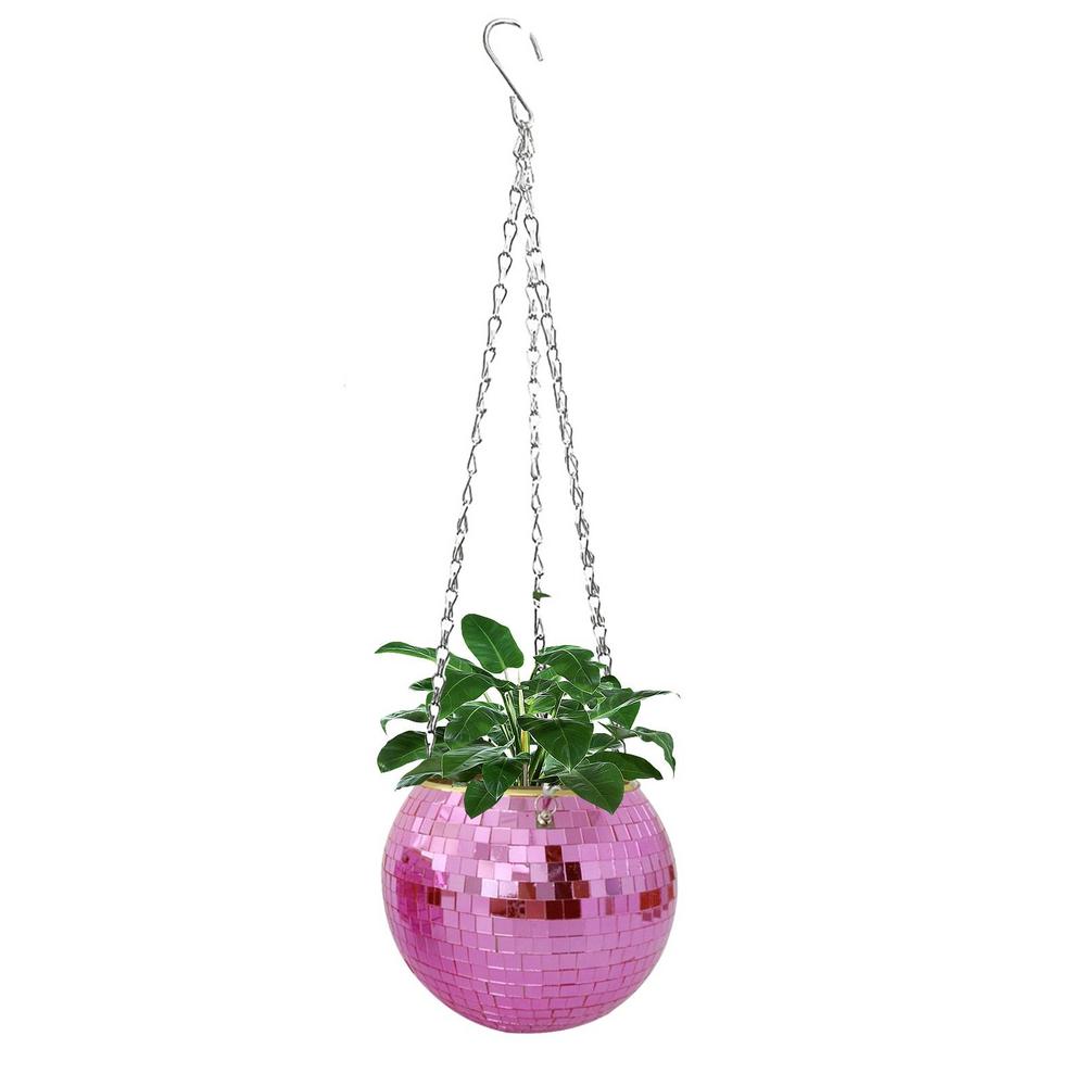 Disco Ball Hanging Flower Pot For Indoor Plants Bohemian Style Flower Planter Pots Rope Mirror Hanging Basket Garden Decor Vase