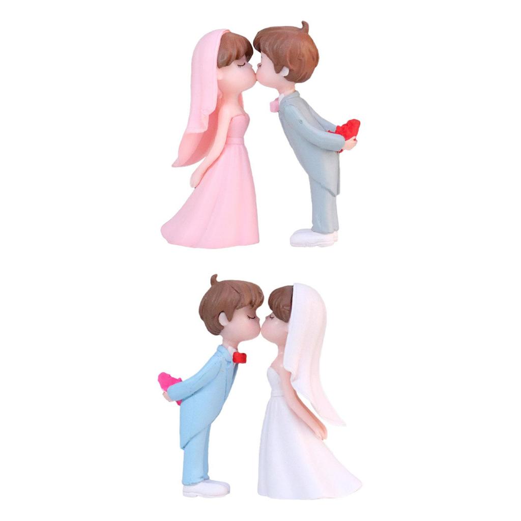 Charming Wedding Cake Topper Featuring Miniature Bride and Groom