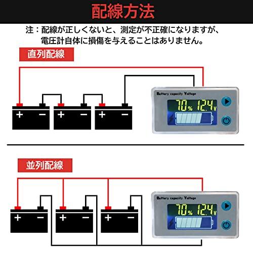 Battery voltmeter/level gauge, displays remaining battery level (%), voltage (V), and temperature (℃), for lead-acid batteries, lithium batteries