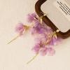 Mori Purple Flower Stud Earrings Are Super Fairy And Beautiful, Smudged Petal Earrings, Long Seaside Vacation Earrings.