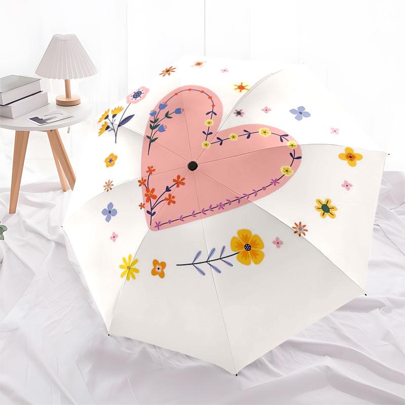 

1pc Floral Heart Illustration Umbrella with Plastic Handle,Suitable for All Seasons Home Travel Outdoor Umbrellaptys31043