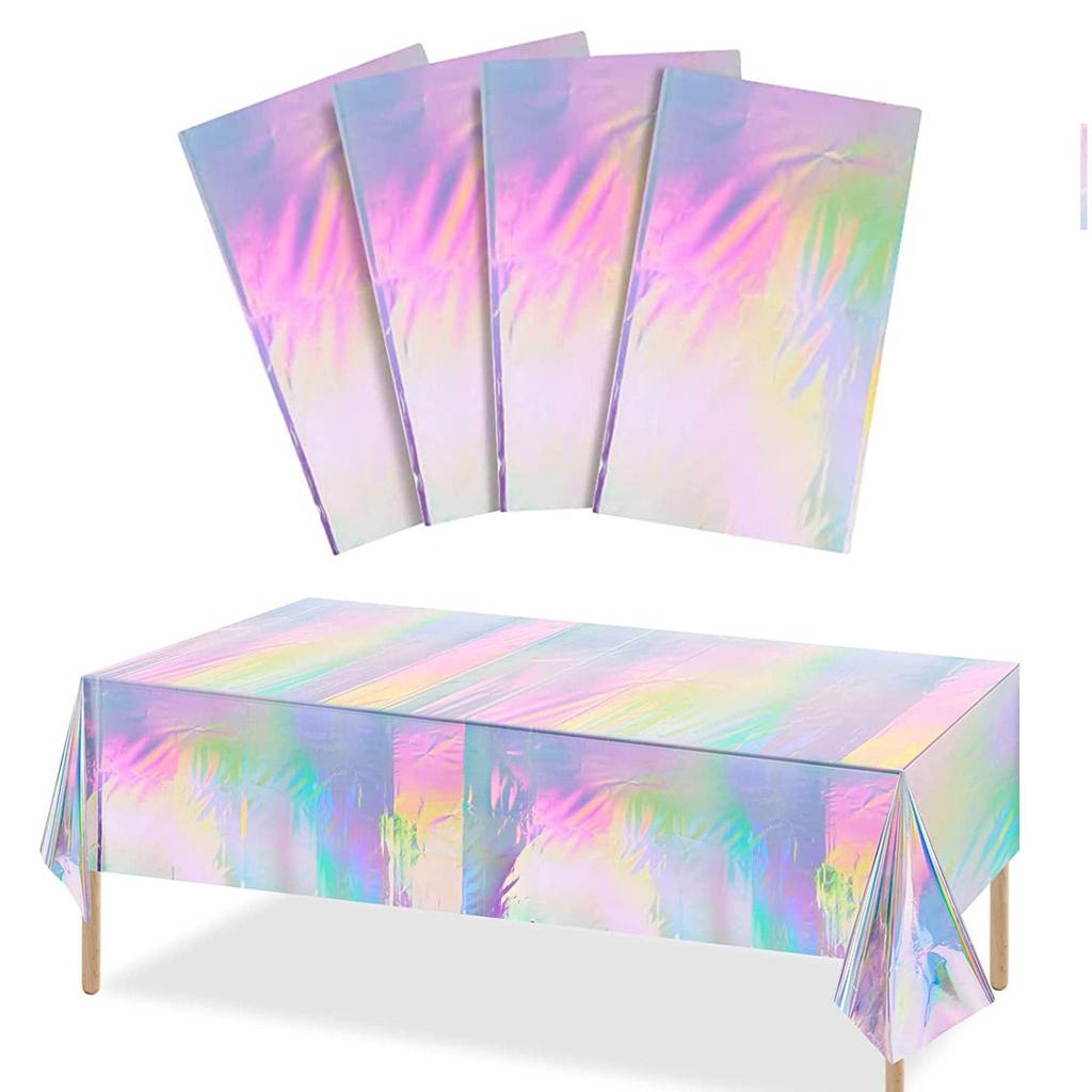 Plastic Iridescent Christmas Party Foil Table Cover Table For Wedding Party Decoration Tableclo I6Y0