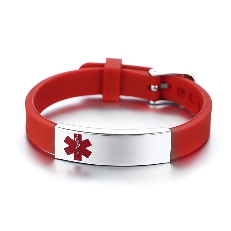 

Vnox Engravable Medical Alert ID Bracelet DIABETES EPILEPSY ALZHEIMER S ALLERGY SOS Women Men Personalized Jewelry червоний