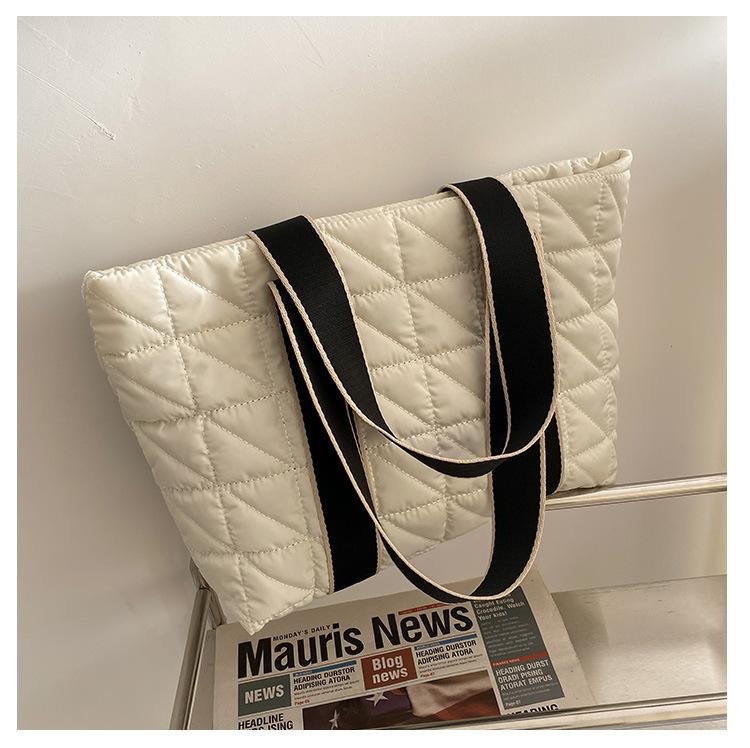 Down cotton bag women's new fashion casual diamond nylon cloth tote bag trendy large-capacity casual bag