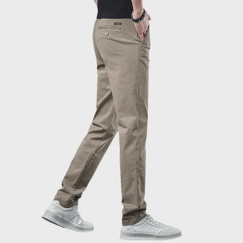 Men's Slim Straight Khaki Casual Pants - High-End Pure Cotton Trendy Trousers