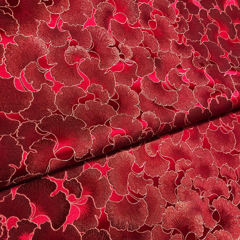 100*75cm Ginkgo Pattern Jacquard Brocade Fabrics For Satin Dress Designer Sewing Cheongsam Kimono Garment Diy Patchwork Material