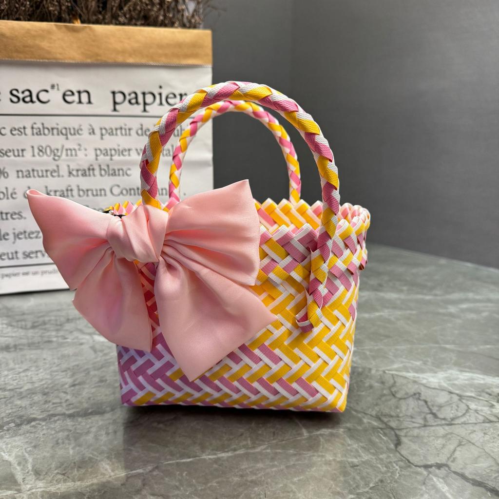 Plastic Woven Handbag Woven Basket Souvenir Basket Bag Beach Women's Bag
