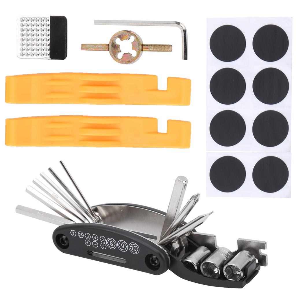Bicycle 16 in 1 MultiFunctional Tyre Repair Tool Kit Bike Puncture Repair Tool with Bag