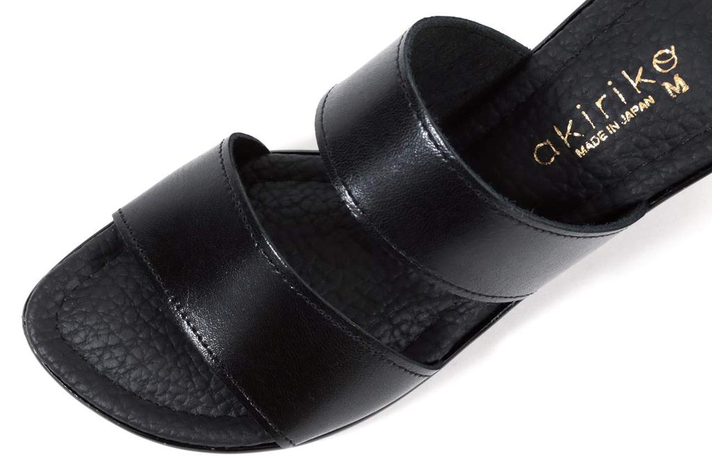 Mule Made in Genuine Double Wedge Size M [Akiriko] Sandals, Japan, Leather, Office, Belt, Approx. 7.5cm, Sole,