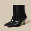 Women's Patent Leather Thin Heel Retro Thin Boots Comfortable Leather Boots Temperament High Heel Martin Boots Short Boots Women's Naked Boots