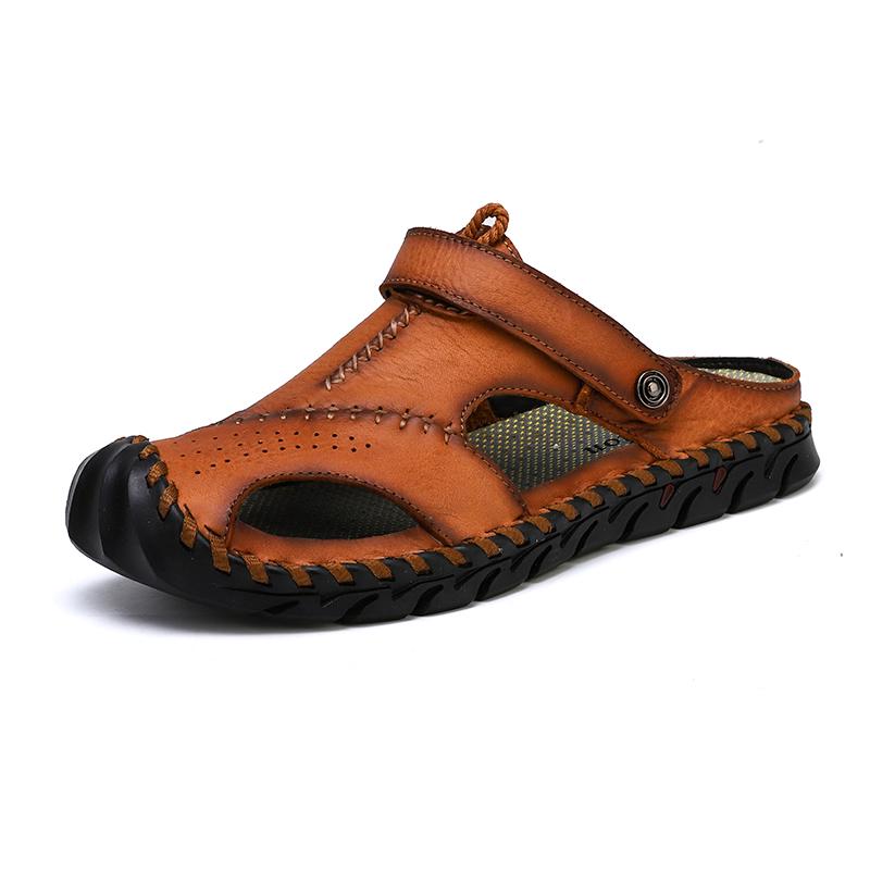 Big Size 47 Men Leather Sandals Summer Classic Men Shoes Slippers Soft Sandals Men Roman Comfortable Outdoor Walking Footwear