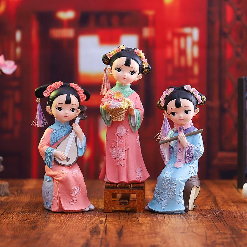 Hand-Painted Chinese Style Flower Princess Figurine - Classical Cultural Creative Gift