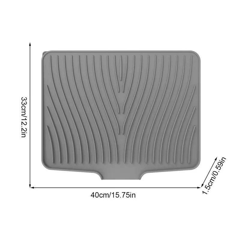 Tapete Drenante de Silicone Inclinado para Bancada de Pia de Cozinha Pad de Secagem para Louças Bandeja de Gotejamento Antiderrapante com Canaleta de Escoamento