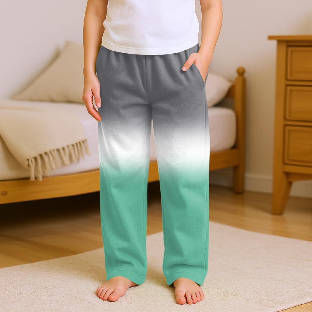 Fashionable Children's Versatile Gradient Print Pocket Casual Pants