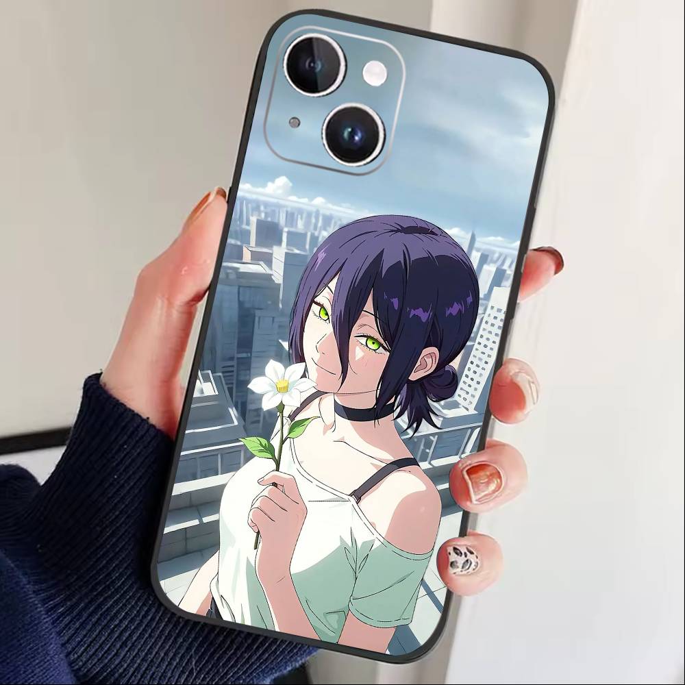 R-Reze C-Chainsaw Man Phone Case For iPhone17,16,15,14,13,12 Plus,Max Soft Silicone Black Cover