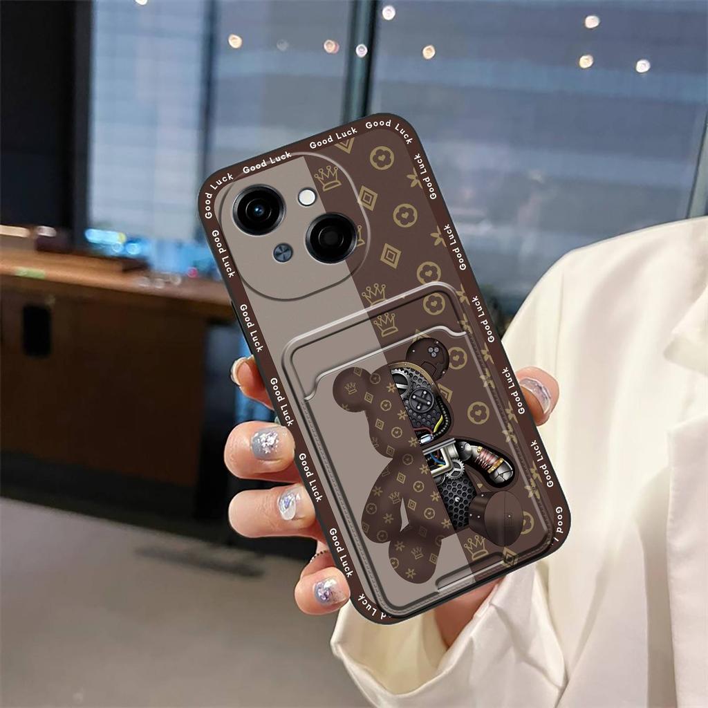 Schutzhülle Modisches Design für Tecno POP9 4G/Spark GO 1/KL4 Niedliches TPU Kartenfach Kartenhülle Stoßfest Cartoon