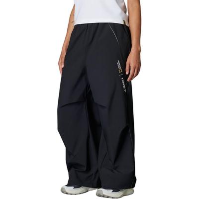 X Spolupráce s National Geographic Cestovní Outdoorová Série UPF100+ Volné Měkké Stylové Pletené Sportovní Kalhoty Dámské Kalhoty Černé JD5847
