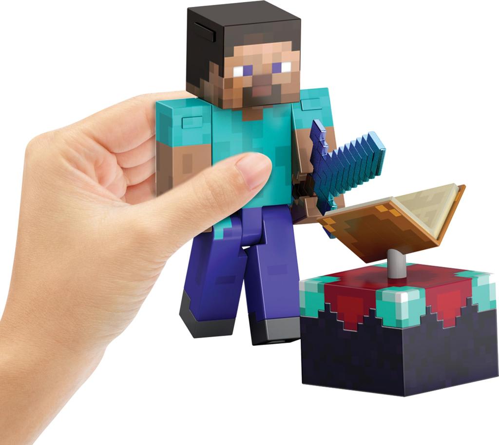 Mattel Minecraft Diamond Level Steve Action Figure with 3 Inch Collector Scale Pixel Design Accessories, 5.5