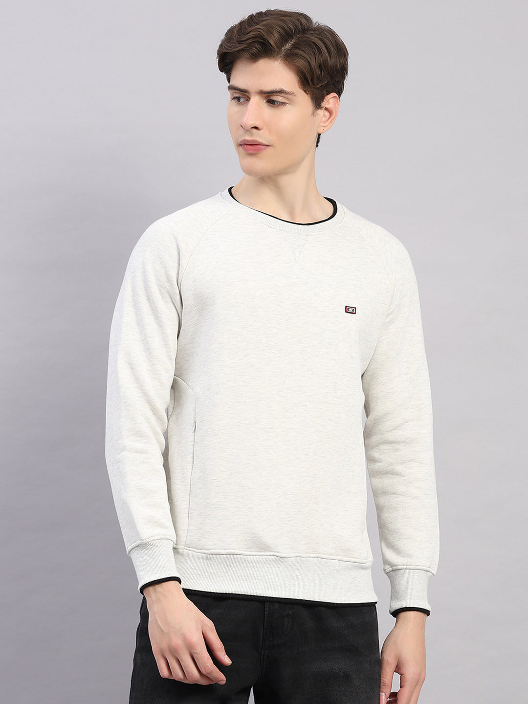 Monte Carlo Men Regular Fit Off White Sweatshirt XL