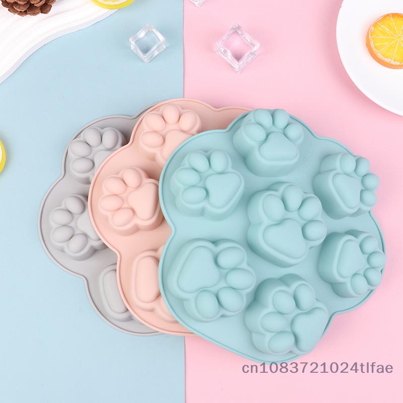 1 Pc 7 Cavity Cat Footprint Silicone Mold Cake Mould Cookie Cutter Fondant DIY Cat Paw Mousse Pastry Bakeware Molds