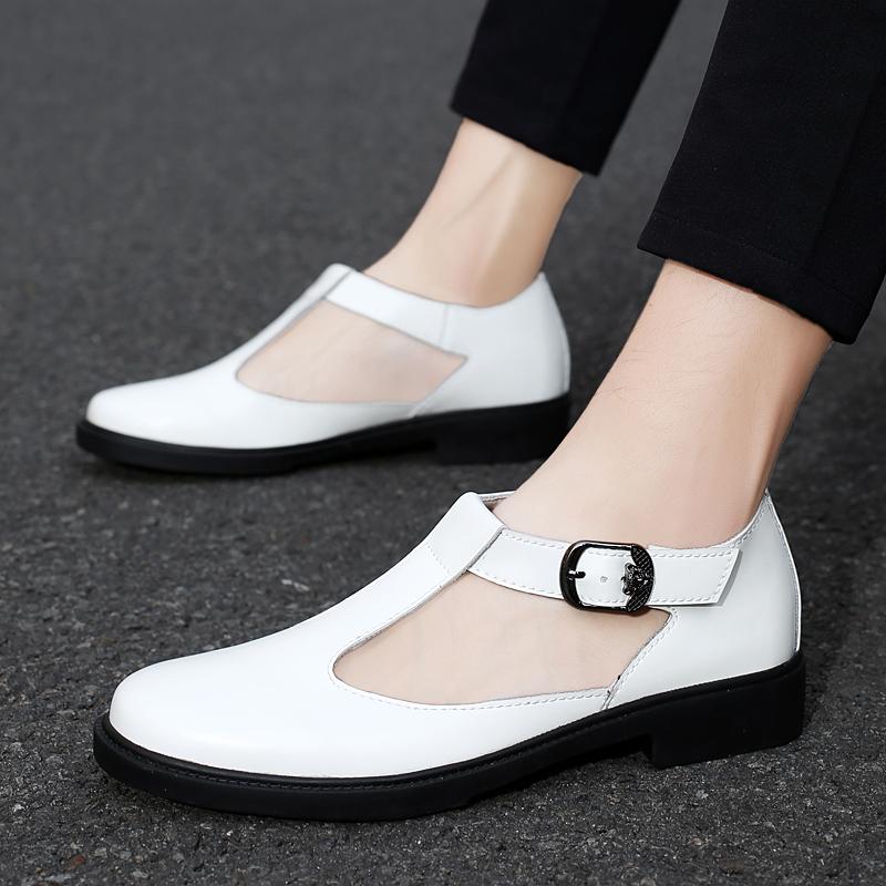 Fashion Plus Size 39-48 Men's Genuine Leather T-strap Mary Jane Flats High Quality Round Toe Soft Comfortable Daily Shoes for Woman