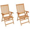VidaXL Chaises de jardin lot de 2 et coussins noir Bois de teck massif 3062383