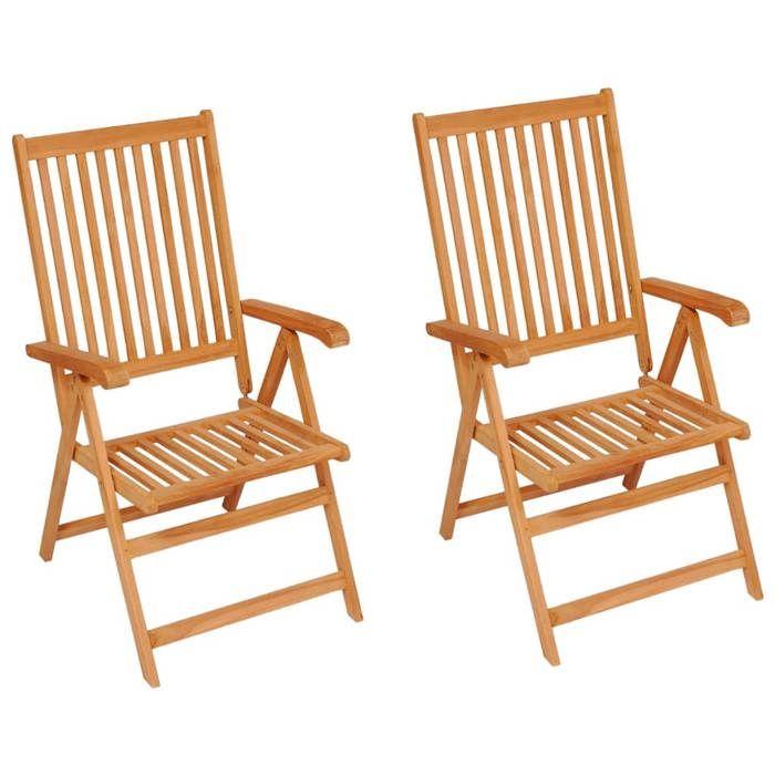 VidaXL Chaises de jardin lot de 2 et coussins noir Bois de teck massif 3062383
