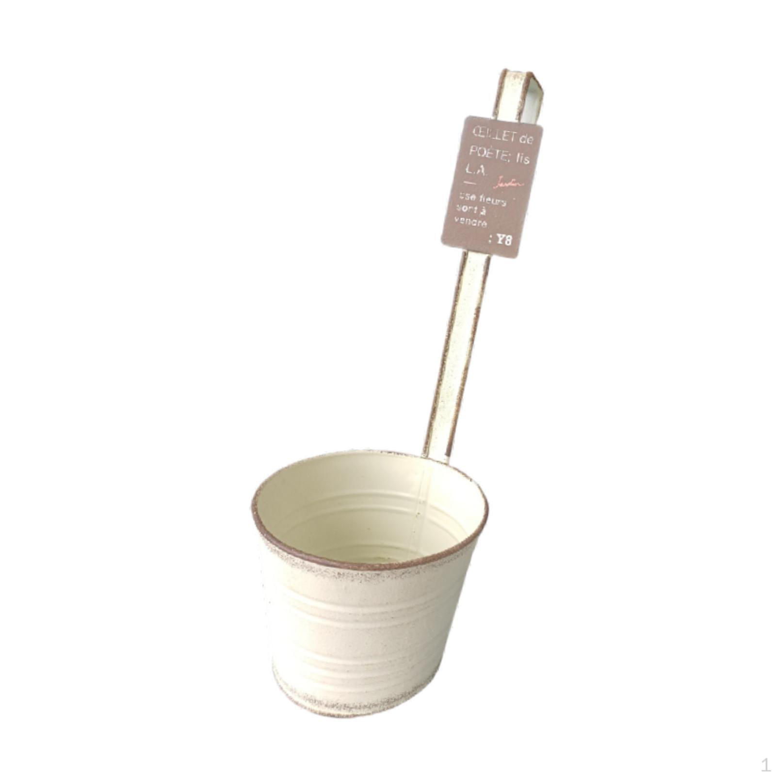 

Hanging Flower Pot Holder Birthday Gift Plant Railing Planter Iron Bucket for Fence Yard белый