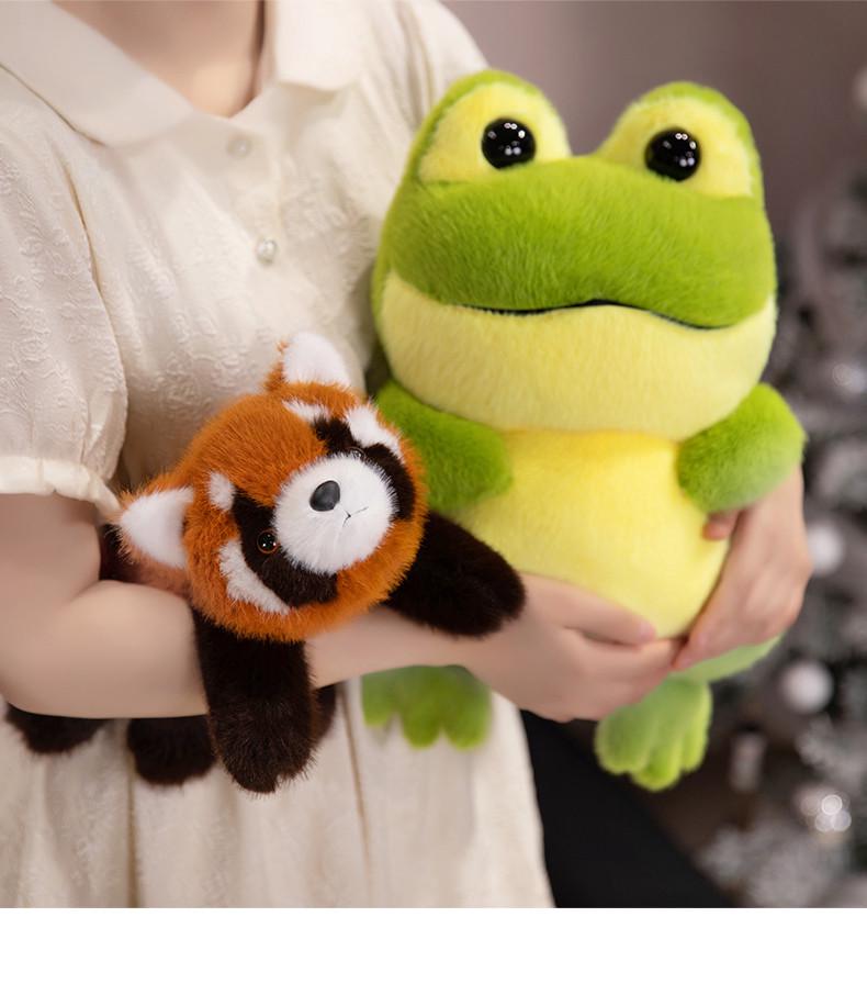 Plush Toy: Green Frog, Sleepy Raccoon, Panda Pillow - Children's Gift