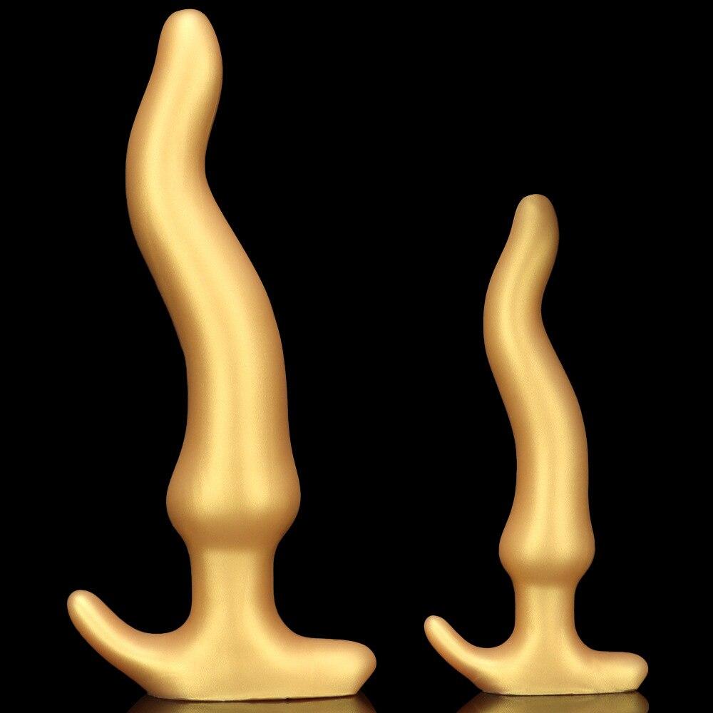 Gold Silicone Anal Plug Super Long Deep Anal Expander Masturbation for Men Adult Sex Toys Fisting Strap on Penis BDSM
