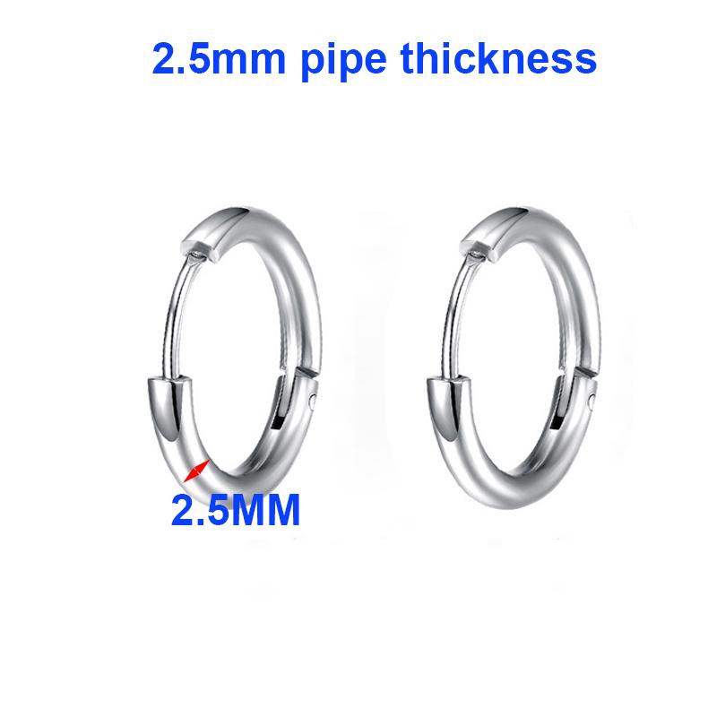 Titanstahl 2/2,5 mm Rohrdicke Mehrere Größen Runde Creolen für Herren Klassischer Schmuck für Accessoires