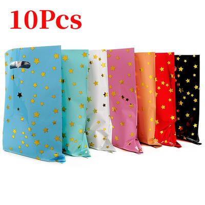 10 pçs cor pura pequena estrela de cinco pontas decoração de festa saco de filme de alumínio saco de doces saco de presente de banquete de casamento de aniversário