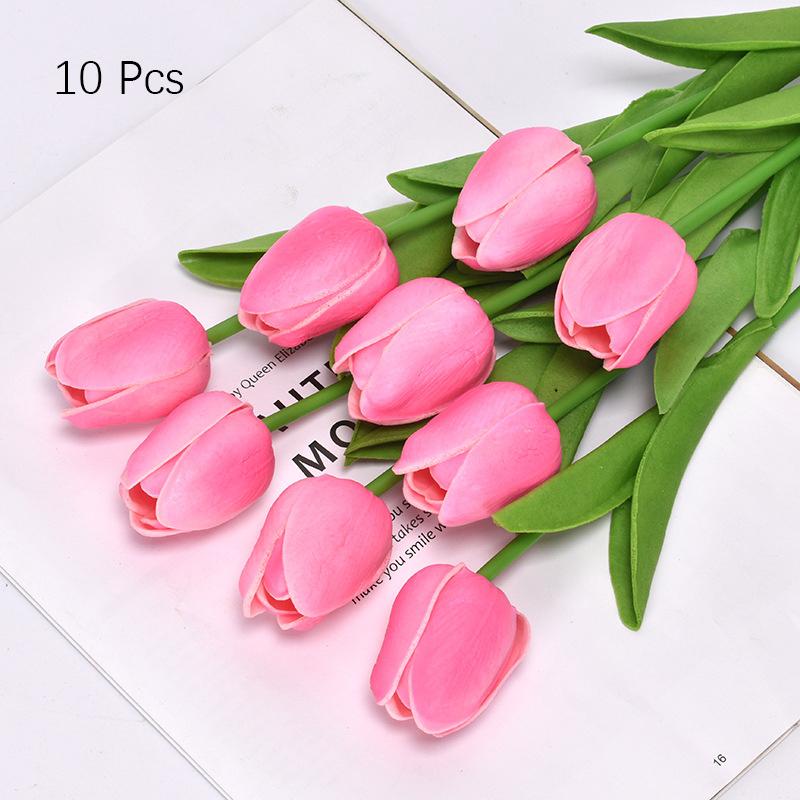 False Artificial 10pc Tulip Flower Fake Pu Real Touch Bouquet Home Wedding Decor