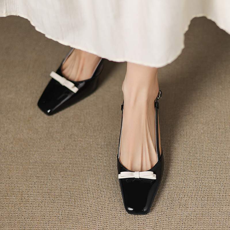 Krazing Pot Cow Skin Summer Size 42 Slingback European Design High Heels Women Superstar Square Toe Sandals