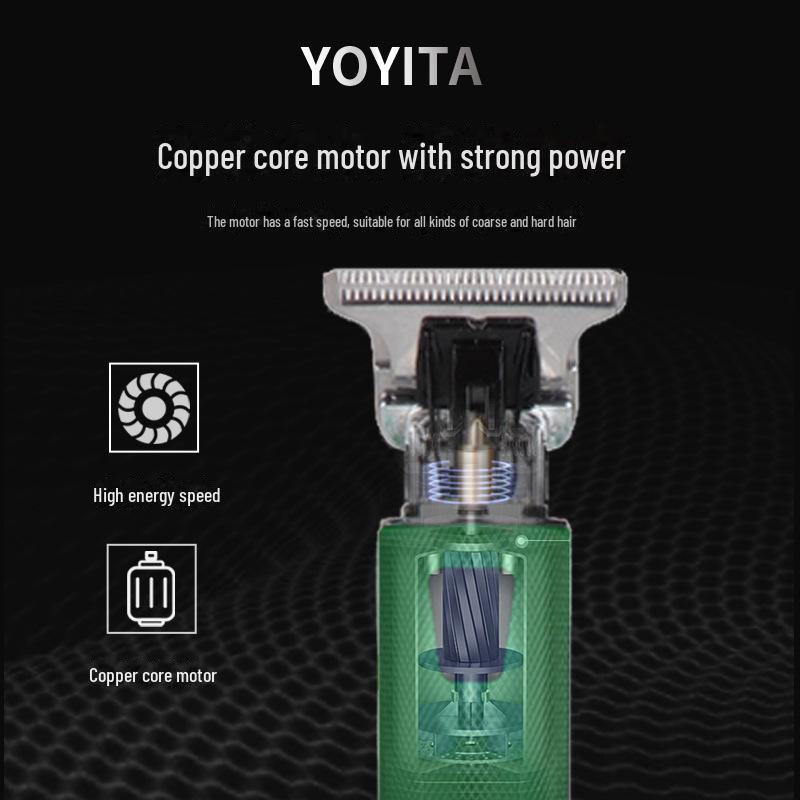 Rechargeable LED Hair Clipper: Self-Use Electric Shaver for Haircuts and Children's Carving, Oil-Infused, with White Light Display.