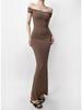 2026 Summer Sexy One-Shoulder Bodycon Dress: Hip-Hugging, Waist-Cinched, Solid Color Long Dress for Women