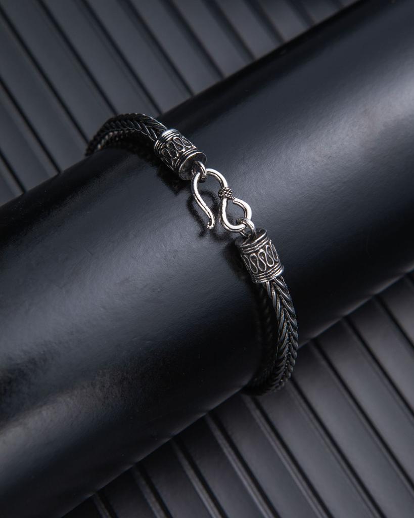 Titanium Steel Bracelet Men'S Retro Black Plated Polished Hip Hop Punk Style Bracelet Trendy Cool Personality Jewelry