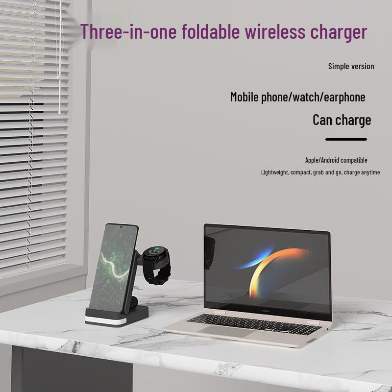 3-in-1 15W Fast Charging Foldable Wireless Charger for Apple, Samsung, Huawei & Google Devices
