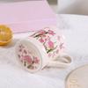 380ML Ceramic Coffee Mug Retro Vintage Floral Drinking Mugs Hand-Painted Floral Butterfly Pattern Tea Cup with Handle Gift for Women Girls