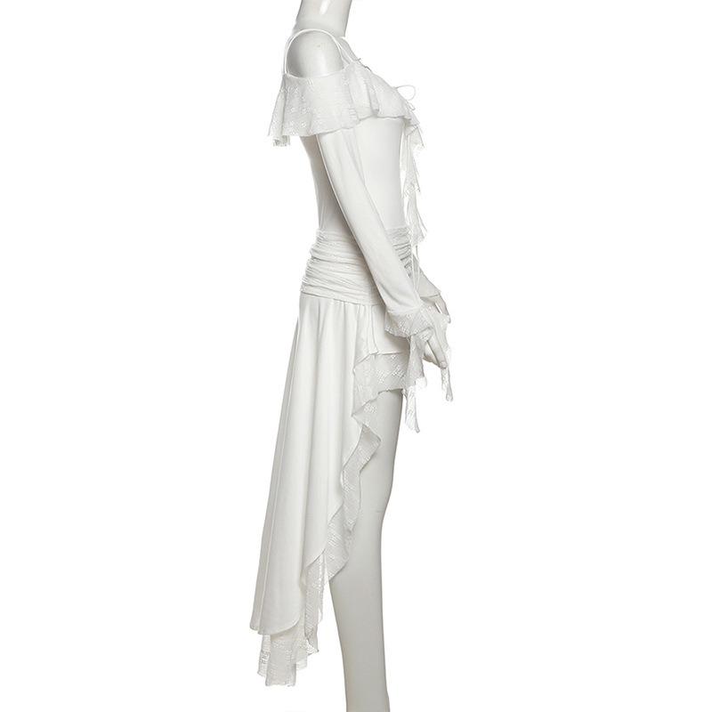 Women's Spice Girls Pure Personality Street Fashion Waist Irregular Long Sleeve Dress