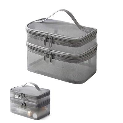 Yowodana Mesh Makeup Makeup Storage Cosmetic Large Makeup Small Perfect for Everyday Business and Gray Pouch, Pouch, Bag, Pouch, Double-Layer,