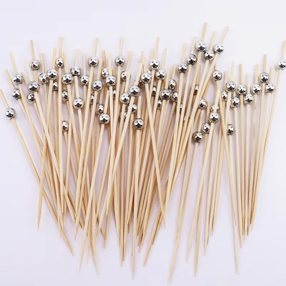 100pcs Versatile Bamboo Food Picks Disposable Fruit Sticks Decorative Dessert Sticks  Wedding Party